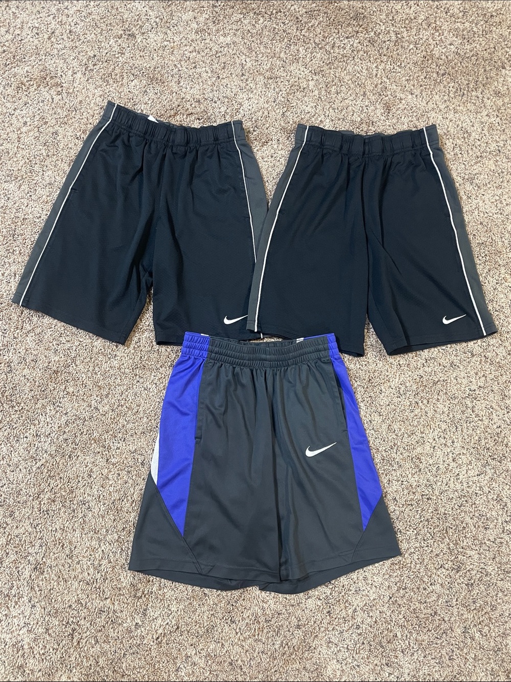 Nike Black Athletic Shorts Trio with Blue Accent